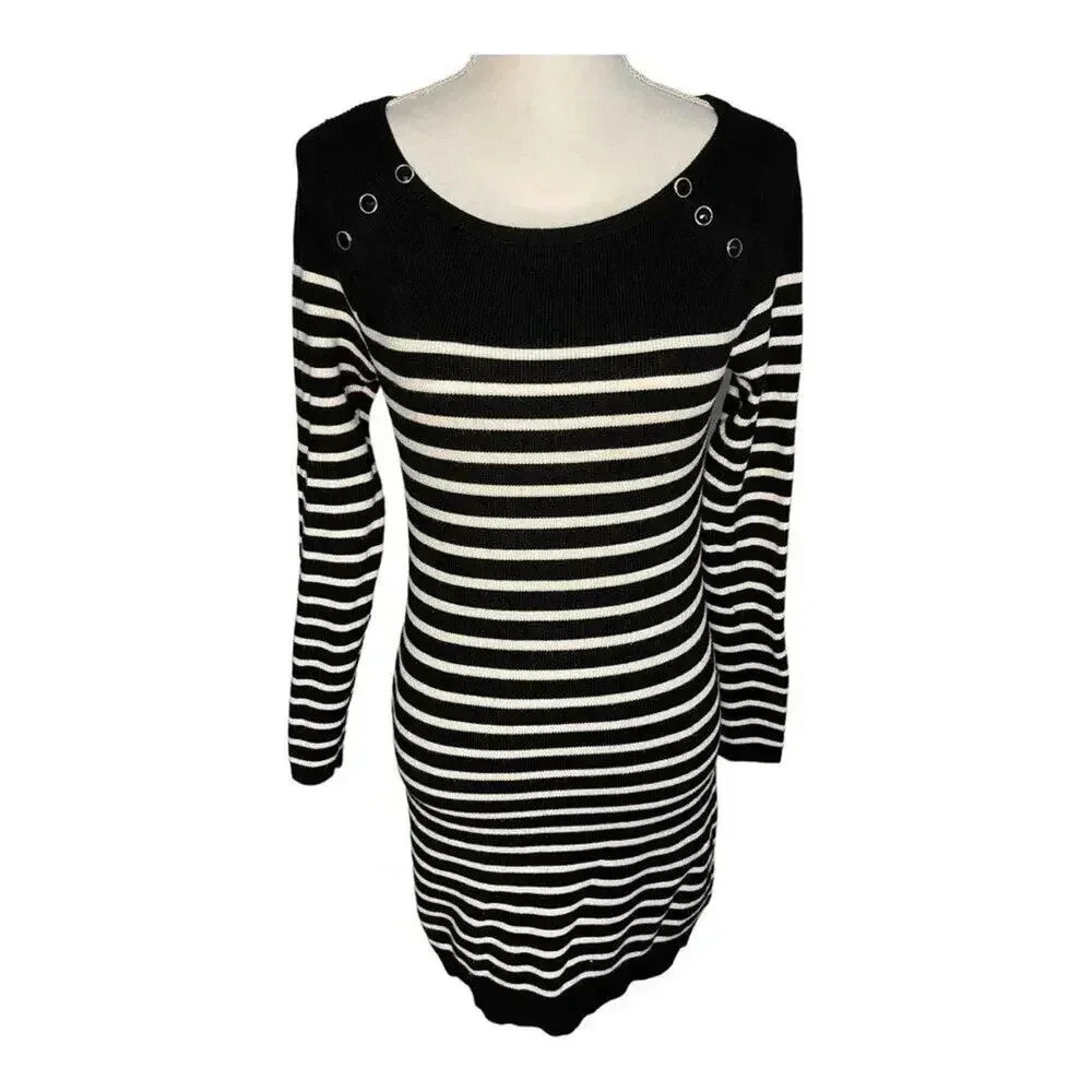 White House Black Market‎ Women’s XS Black & White Striped Sweater Dress